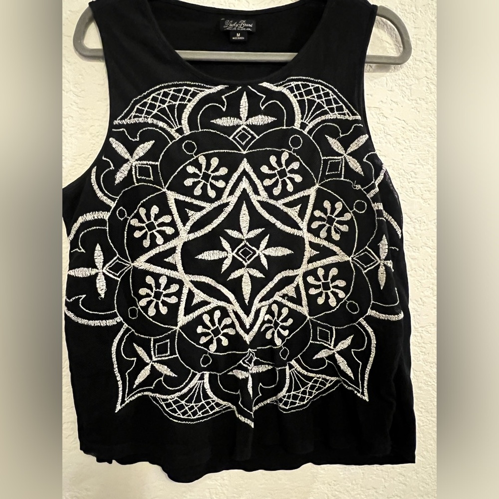 Lucky Brand Embroidered Lined Tank Top